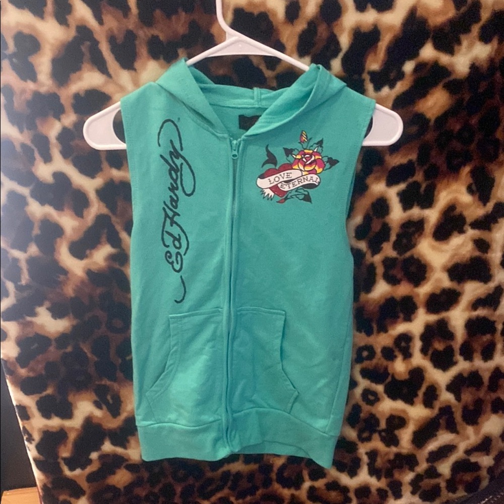 Ed Hardy Kids Sleeveless Hoodie - Green